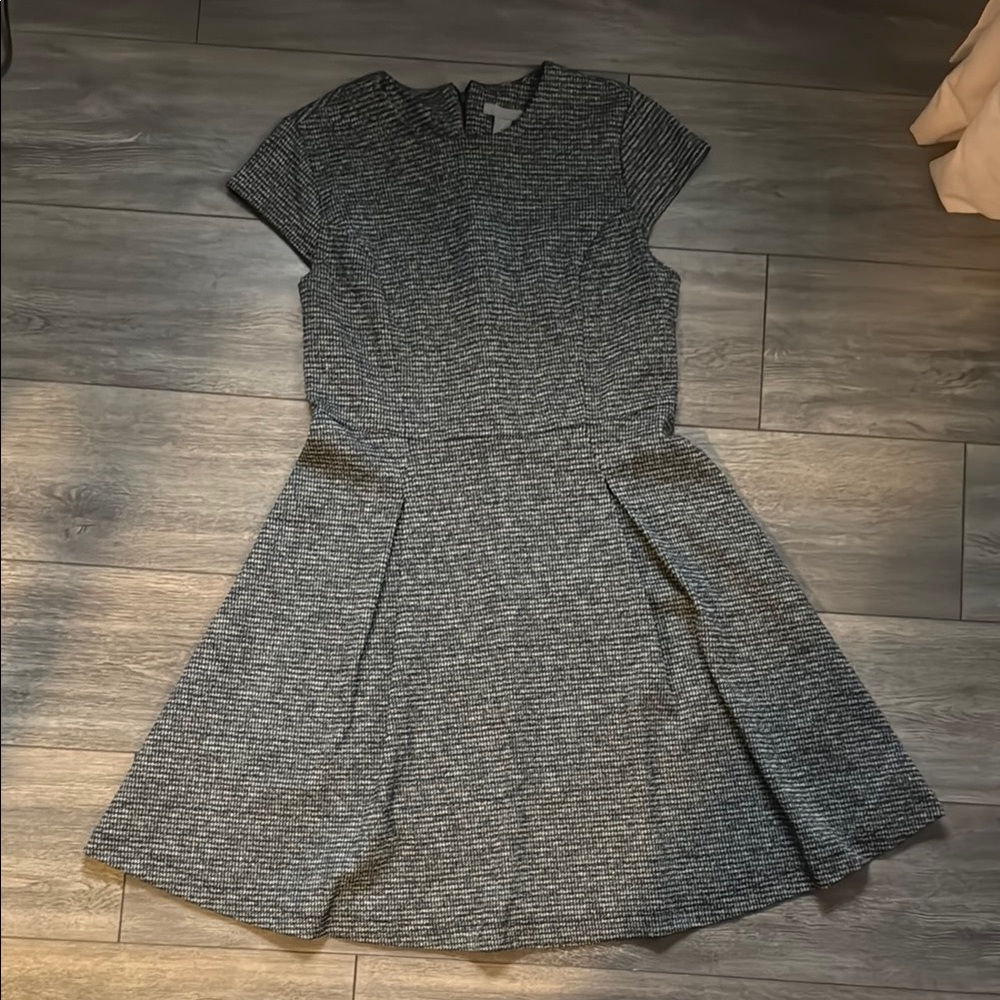 H&M Gray Pleated Fit and Flare Mini Dress